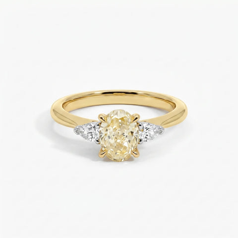 The Alexandra | 1.35ct Oval Natural Mined Yellow Trilogy Engagement Ring