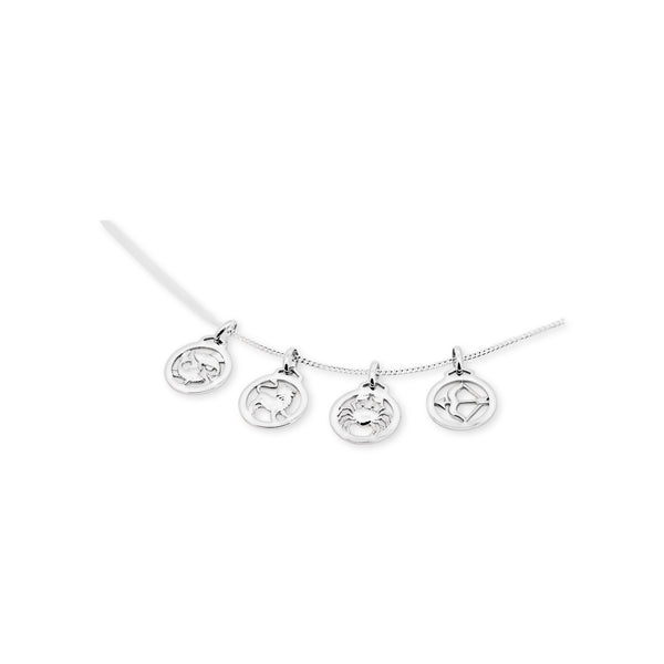 Sterling Silver Aquarius Round Cut Out Zodiac Pendant - alternate view