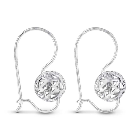 Sterling Silver Filigree Euro Ball Earrings - alternate view