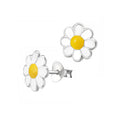 Sterling Silver Daisy Enamel Stud Earrings