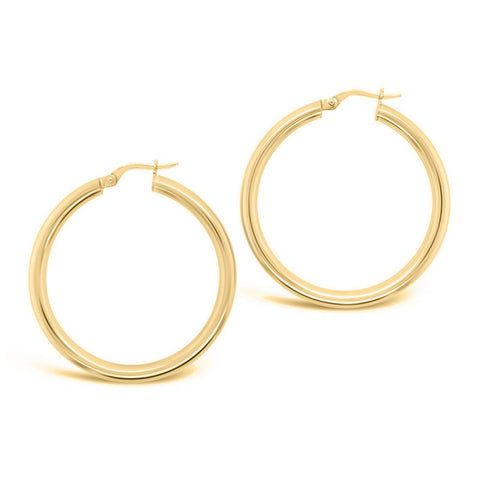 9Ct Yellow Gold Plain Italian Hoop Earrings - alternate view