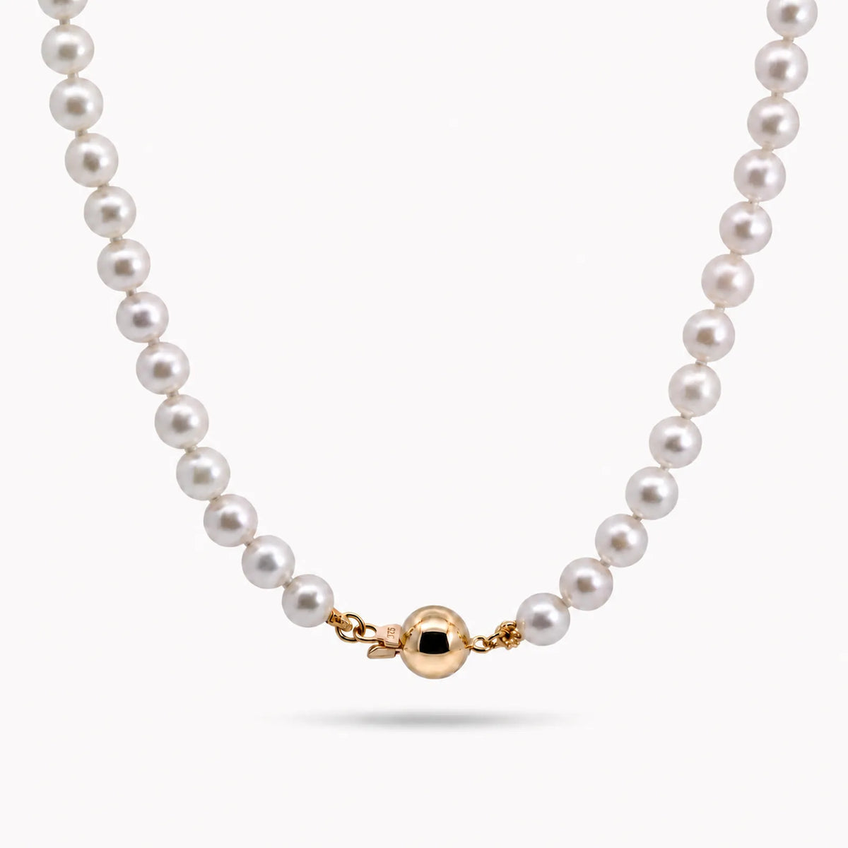 White Freshwater Pearl Necklace With 9ct Yellow Gold Clasp