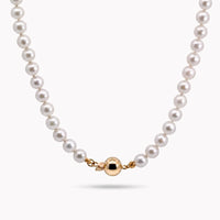 White Freshwater Pearl Necklace With 9ct Yellow Gold Clasp