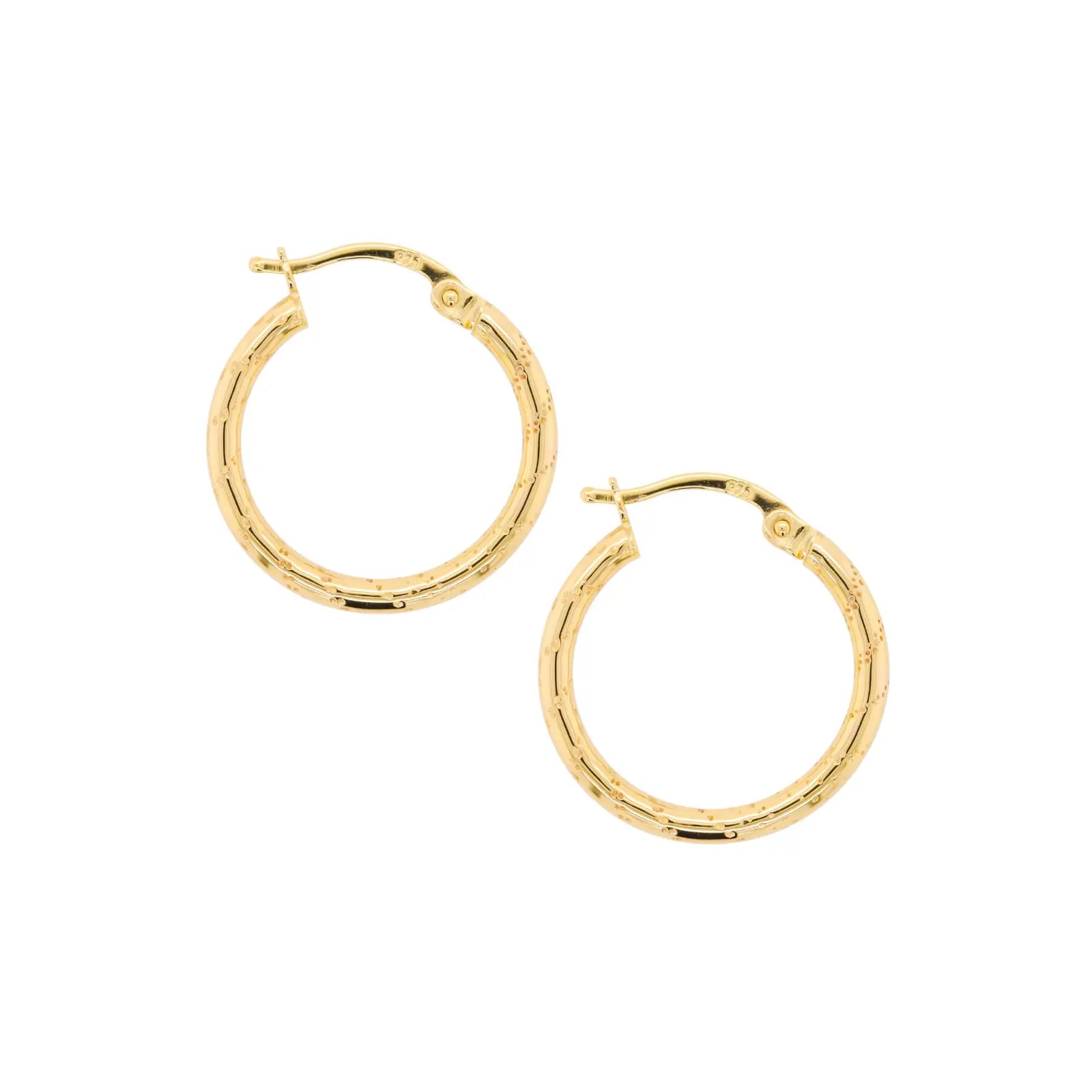 9Ct Yellow Gold Diamond Cut Hollow Hoop Earrings