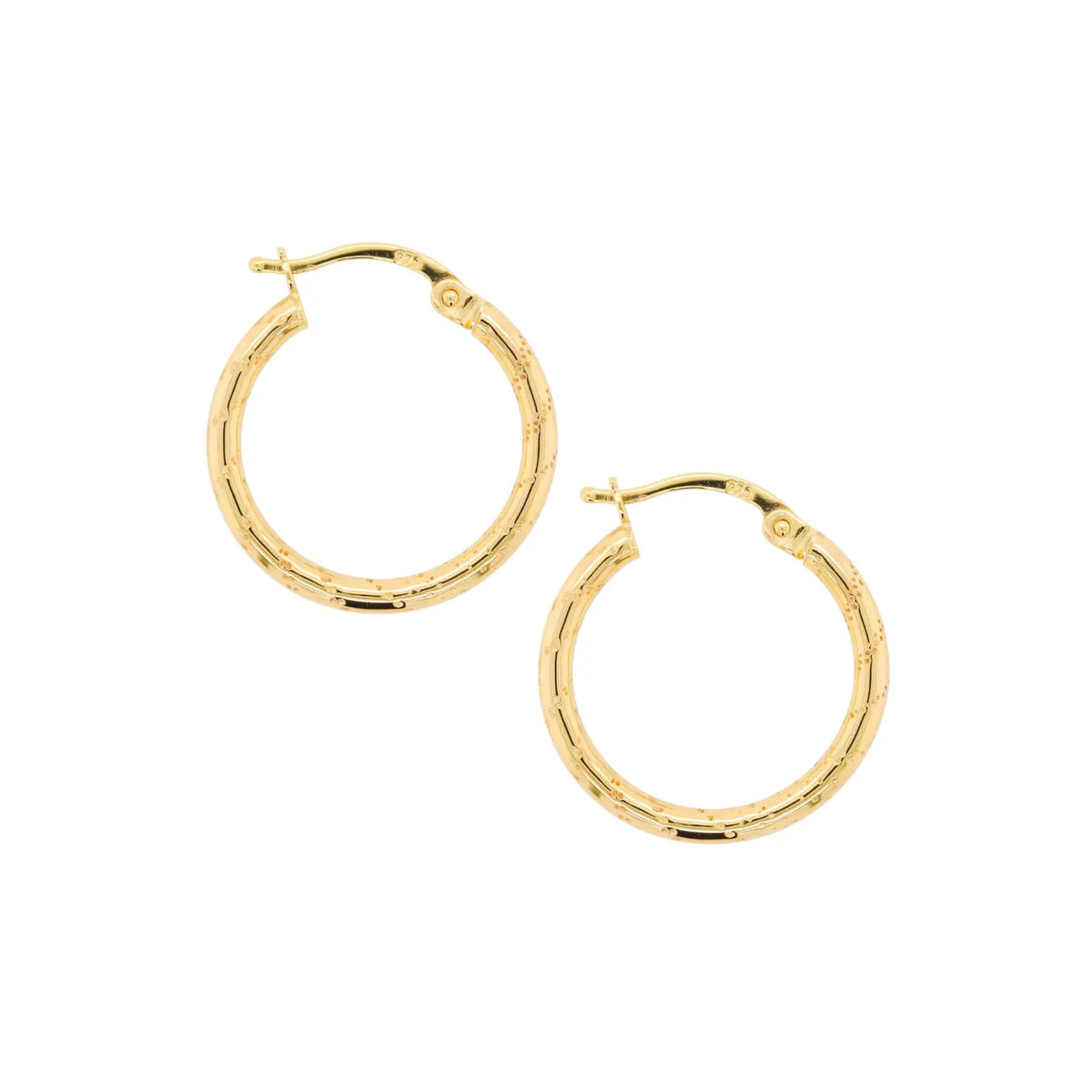 9Ct Yellow Gold Diamond Cut Hollow Hoop Earrings
