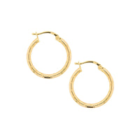 9Ct Yellow Gold Diamond Cut Hollow Hoop Earrings