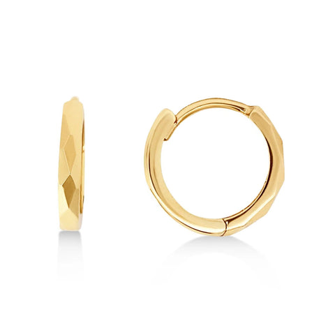 9Ct Yellow Gold Diamond Cut Huggie Earrings