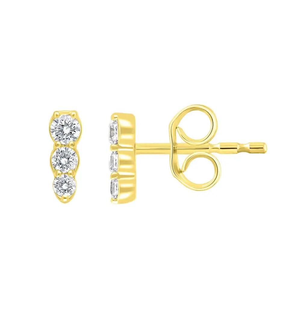 9Ct Yellow Gold Lab Grown Diamond Bar Stud Earring