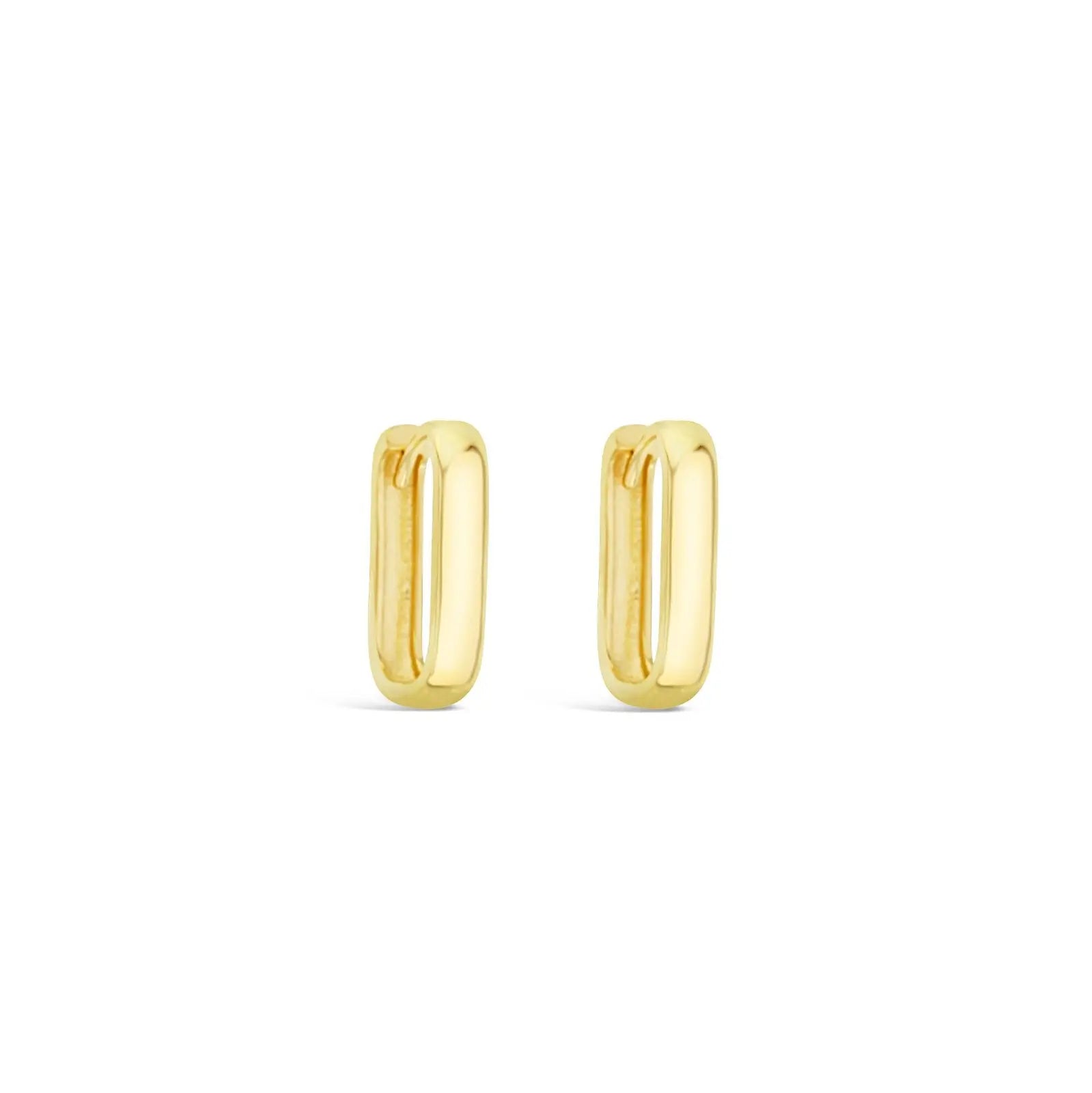 9Ct Yellow Gold Paperclip Rectangle Huggies