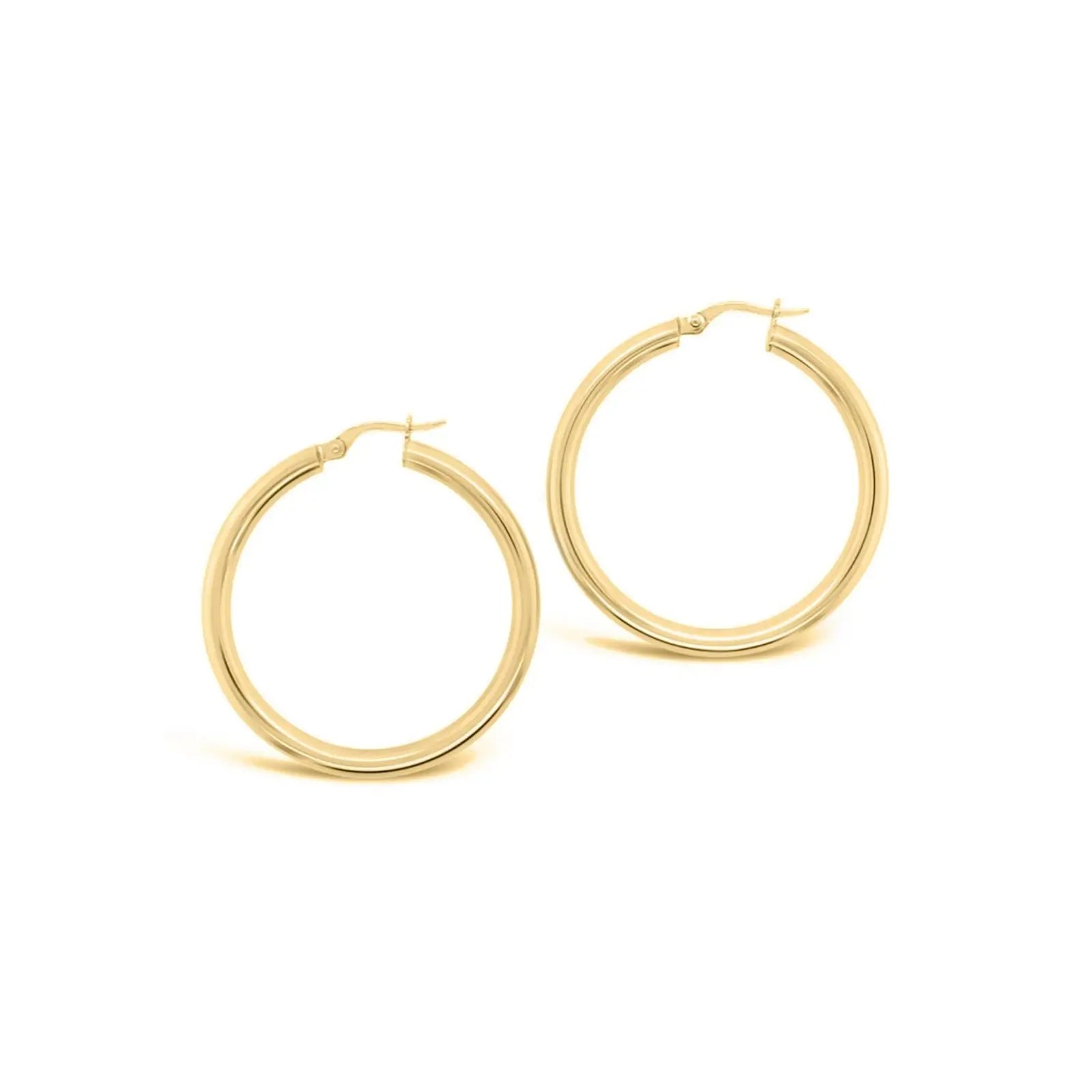 9Ct Yellow Gold Plain Italian Hoop Earrings