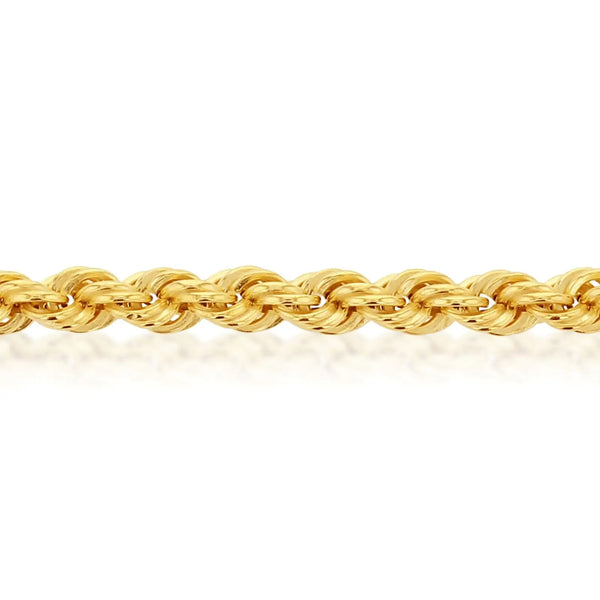 9Ct Yellow Gold 19Cm Hollow Rope Bracelet