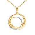 9ct Yellow Gold Double Circle Cubic Zirconia Set Pendant