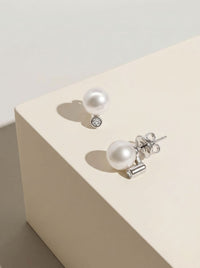 9ct White Gold Pearl And Diamond Earrings