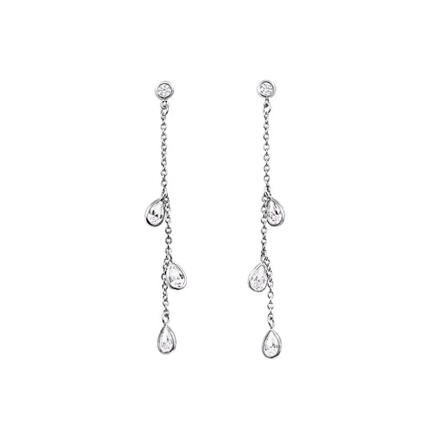Sterling Silver Pear Shape Cubic Zirconia Drop Earrings - alternate view