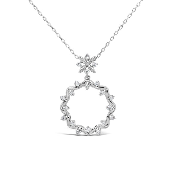 9ct White Gold Diamond Set Wreath Pendant - alternate view