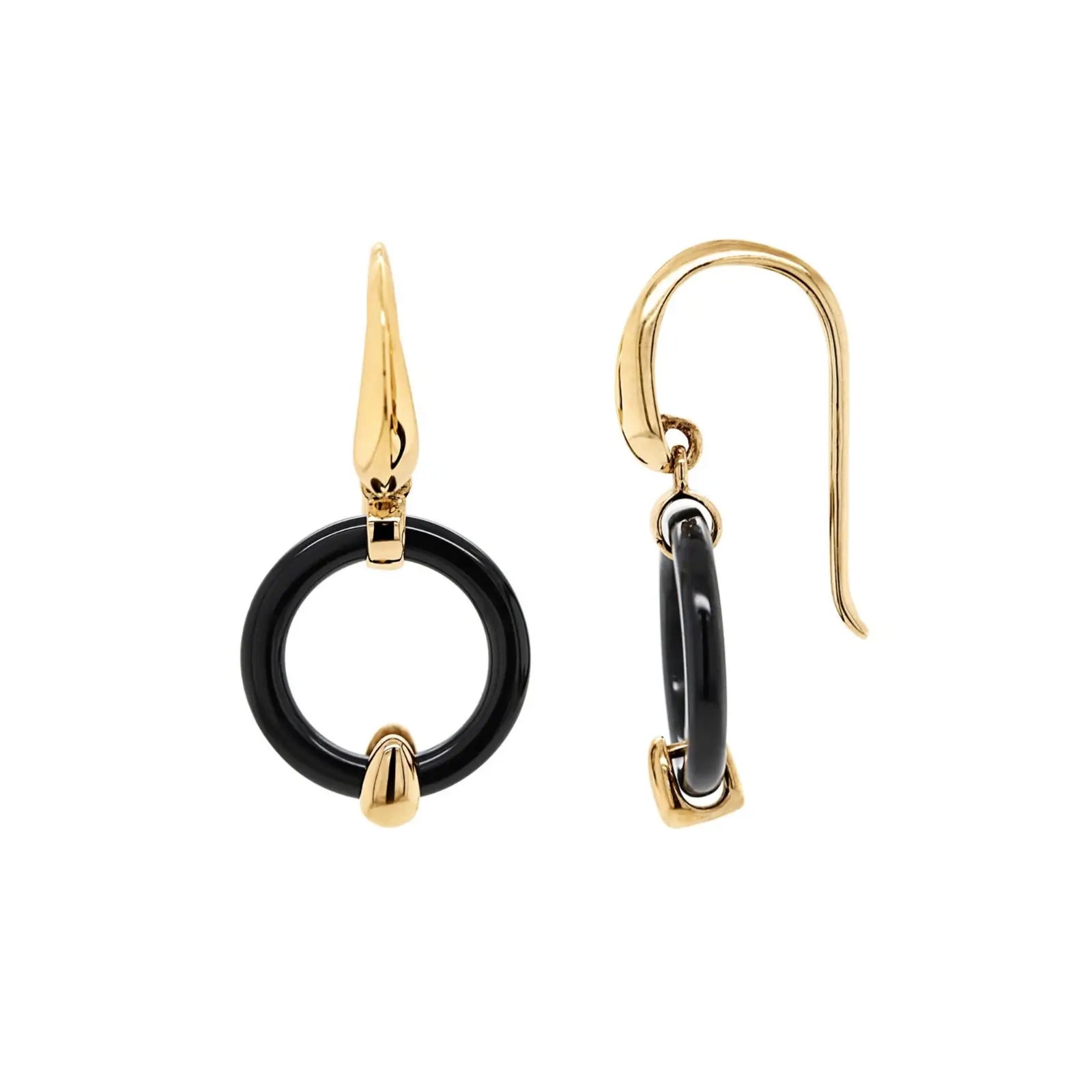 9ct Gold Black Onyx Drop Earrings