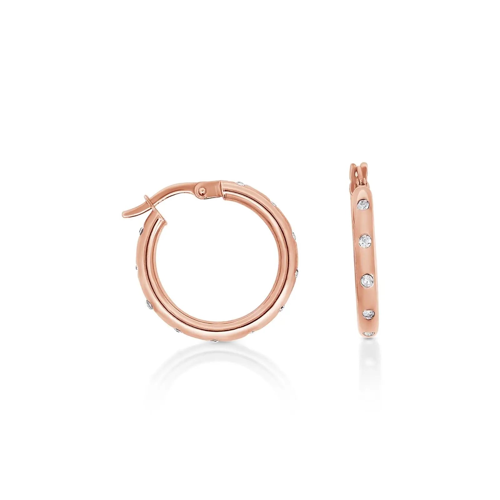 9ct Rose Gold CZ Set Hoop Earrings