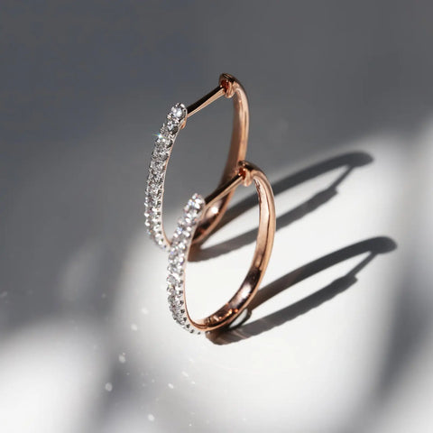 9ct Rose Gold Diamond Set Huggies - alternate view