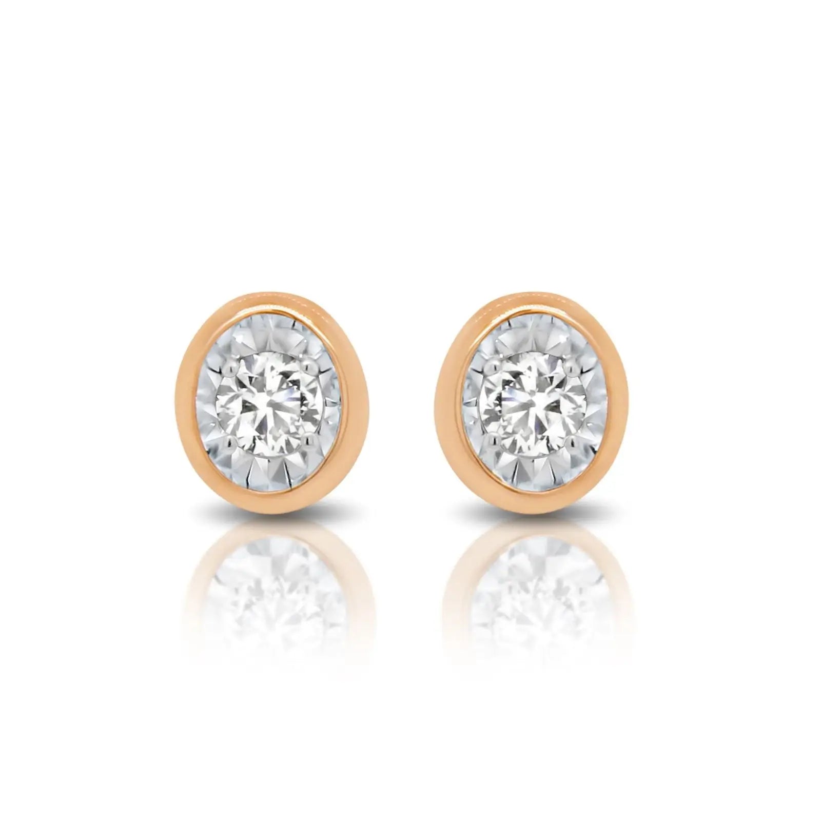 9ct Rose Gold Diamond Solitaire Earrings