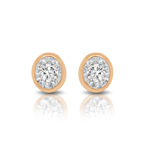 9ct Rose Gold Diamond Solitaire Earrings