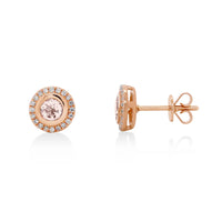 9ct Rose Gold Morganite & Diamond Stud Earrings