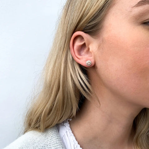 9ct Rose Gold Morganite & Diamond Stud Earrings - alternate view