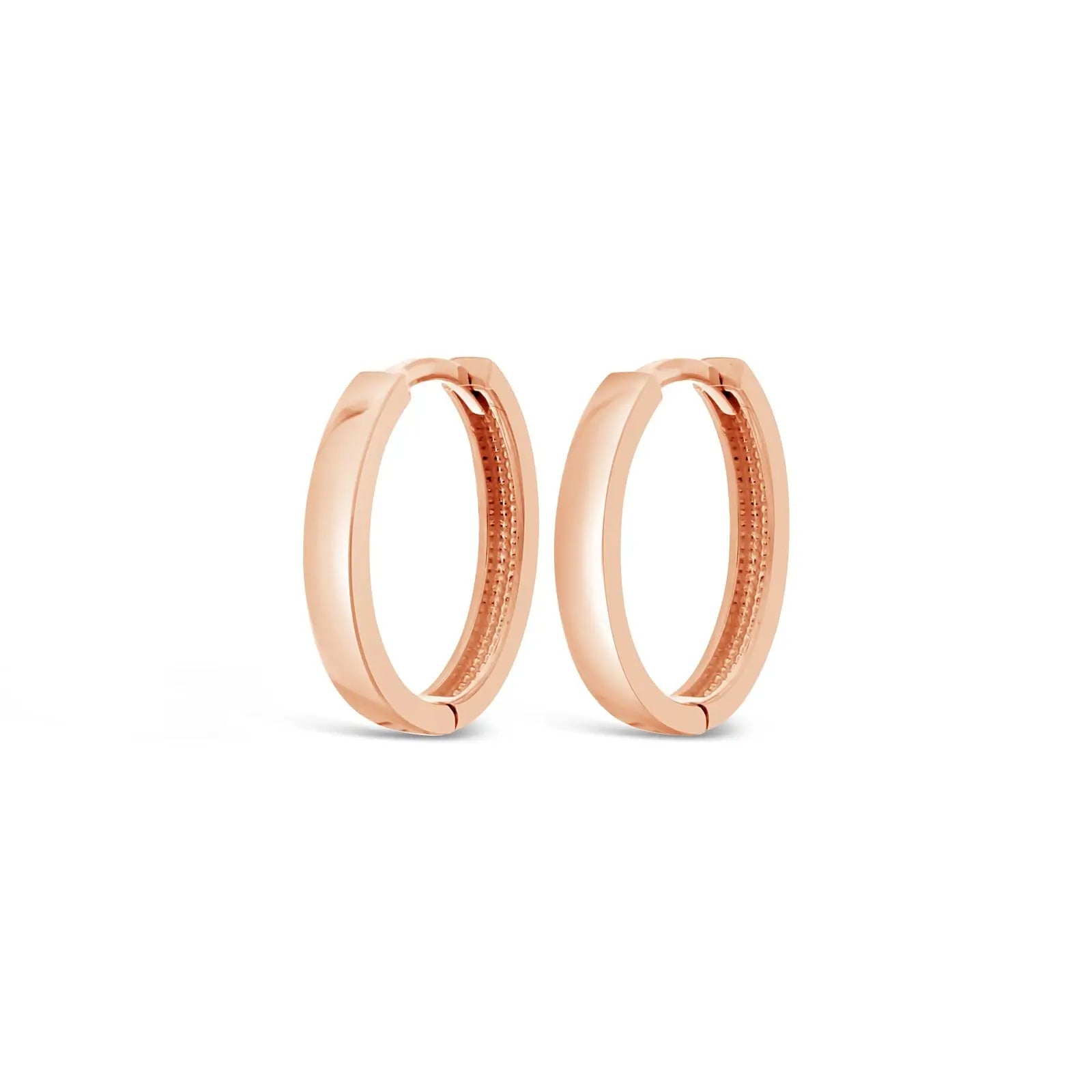 9ct Rose Gold Oval Plain Huggies