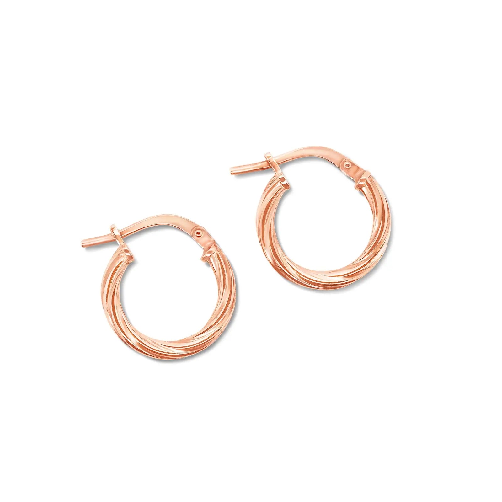 9ct Rose Gold Silver Filled Twist Hoop Earrings