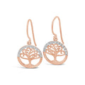 9ct Rose Gold Tree Of Life Diamond Set Earrings