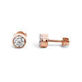 9ct Roze Gold Bezel Set Cubic Zirconia Earrings