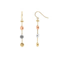 9ct Three Tone Disc Drop Earrings