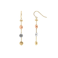 9ct Three Tone Disc Drop Earrings