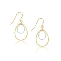9ct Two Tone Double Teardrop Earring 35mm