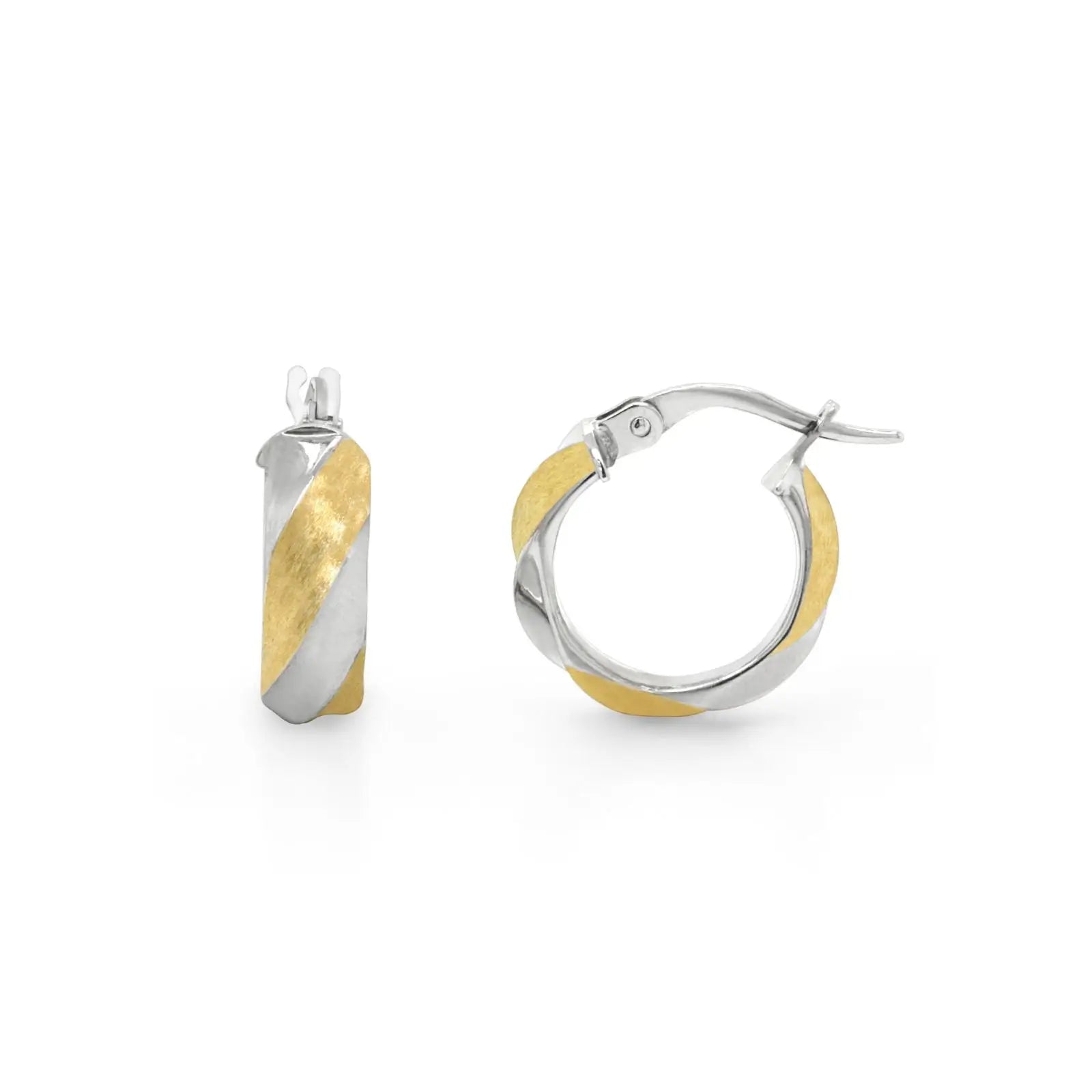 9ct Two Tone Hoop Earrings