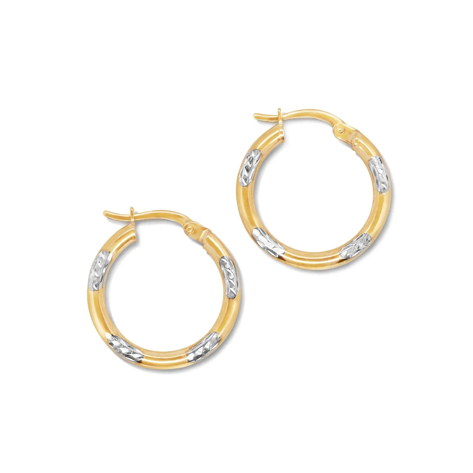 9ct Two Tone Silver Filled Hoop Earrings