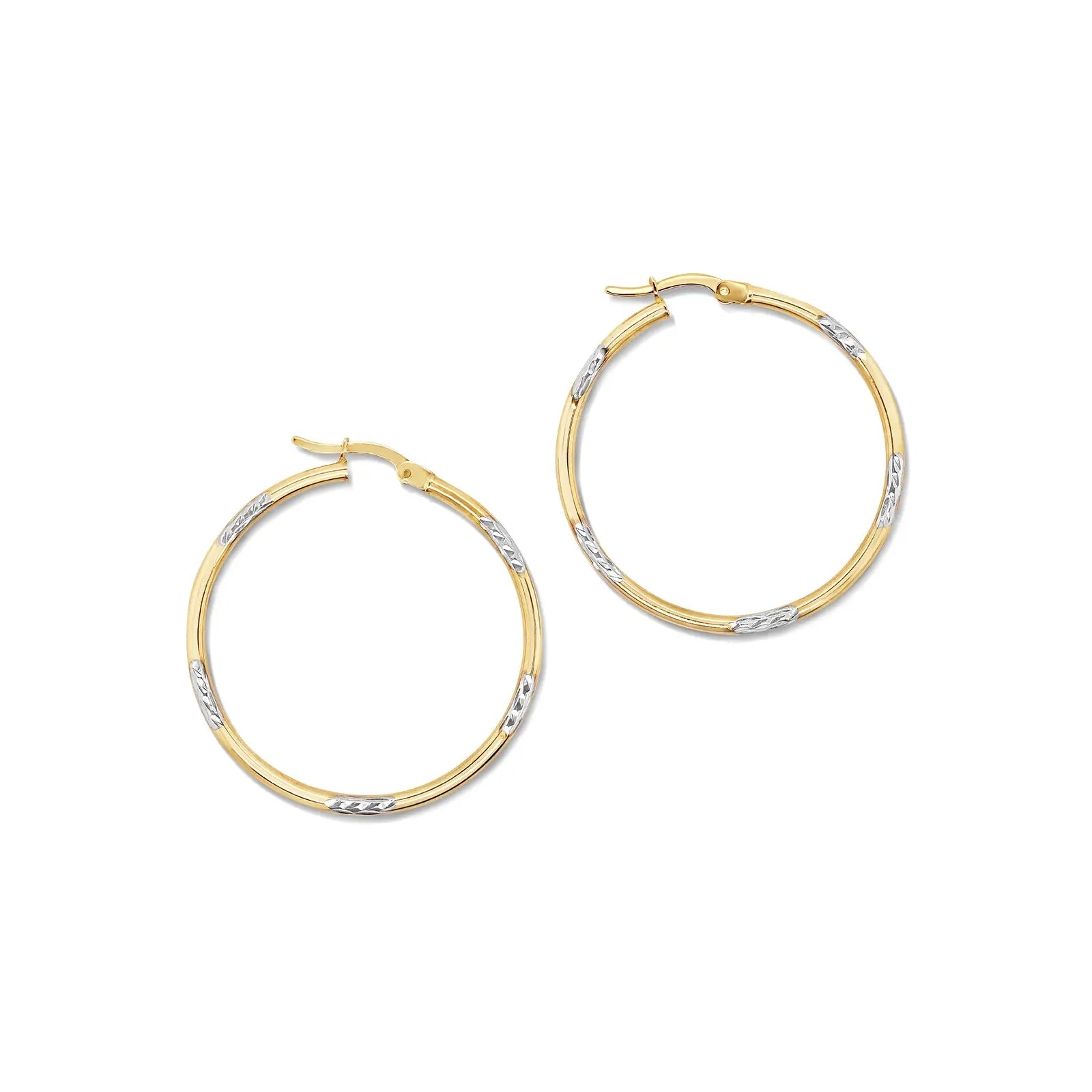 9ct Two Tone Silver Filled Hoop Earrings