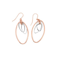 9ct Two Tone Silver Filled Oval Drop Earrings