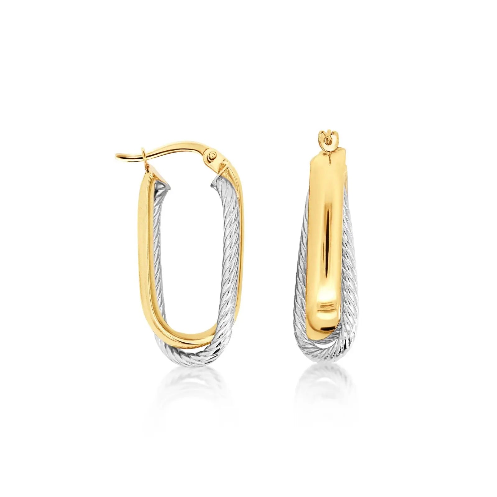 9ct Two Tone Silver Filled Twist Hoop Earrings