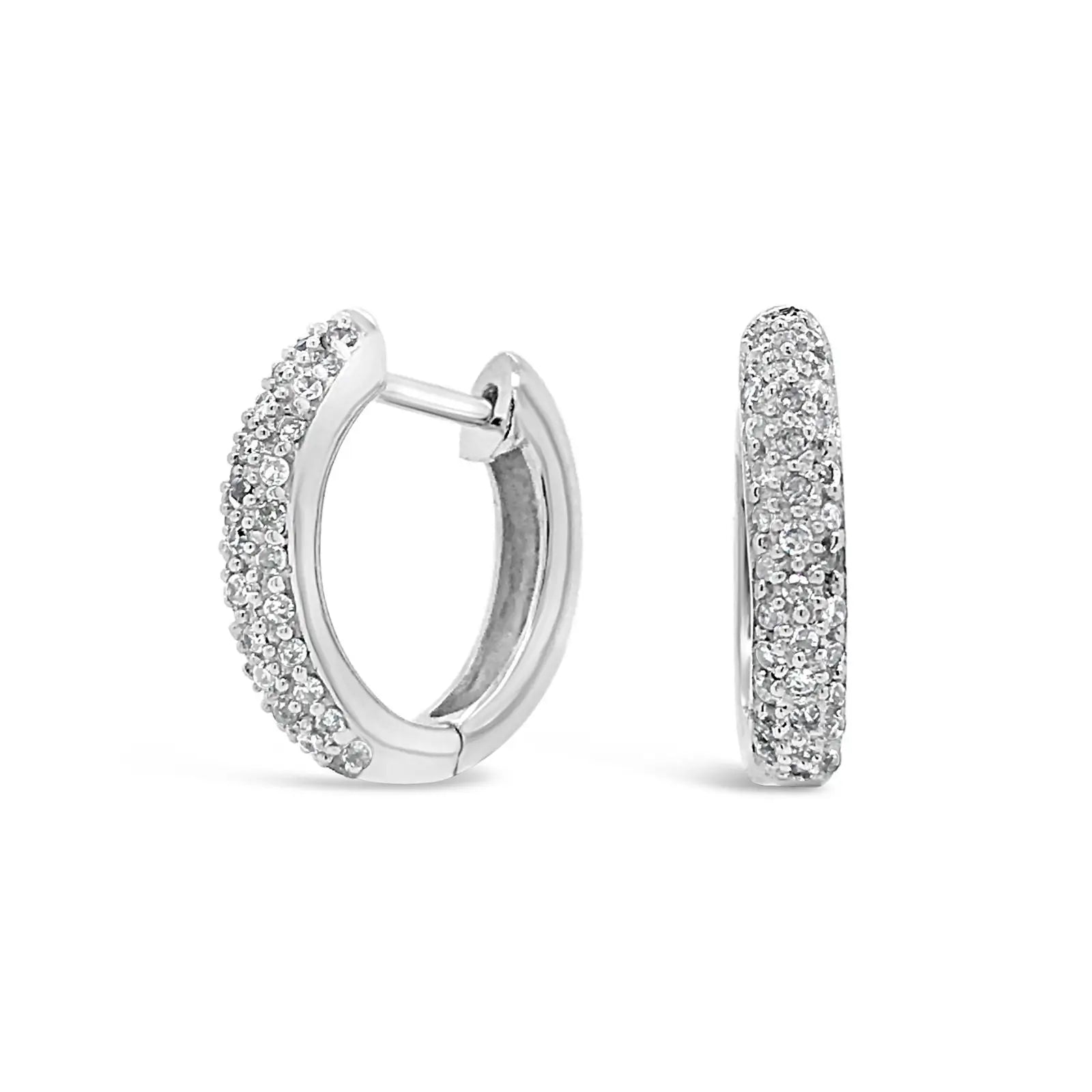 9ct White Gold 0.40ct Diamond Set Huggies