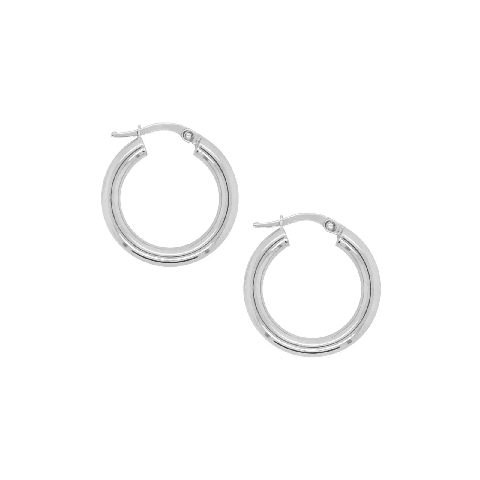 9ct White Gold 15mm Italian Hoops