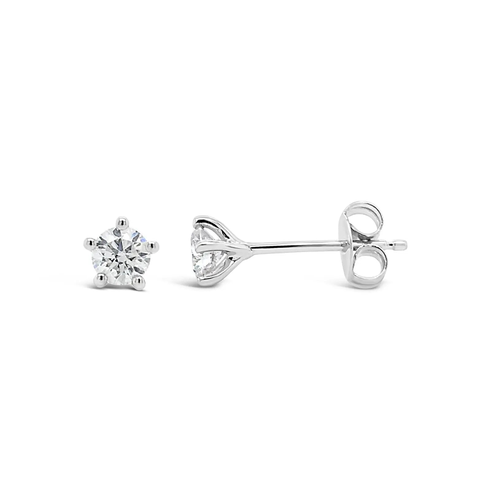 9ct White Gold 5 Claw 0.38ct Diamond Studs