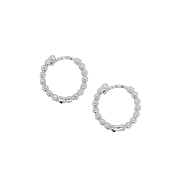 9ct White Gold  Beaded Huggie