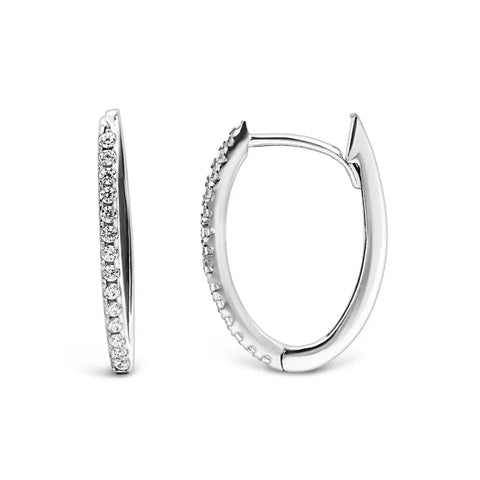 9ct White Gold Claw Set Cubic Zirconia Huggie Earrings