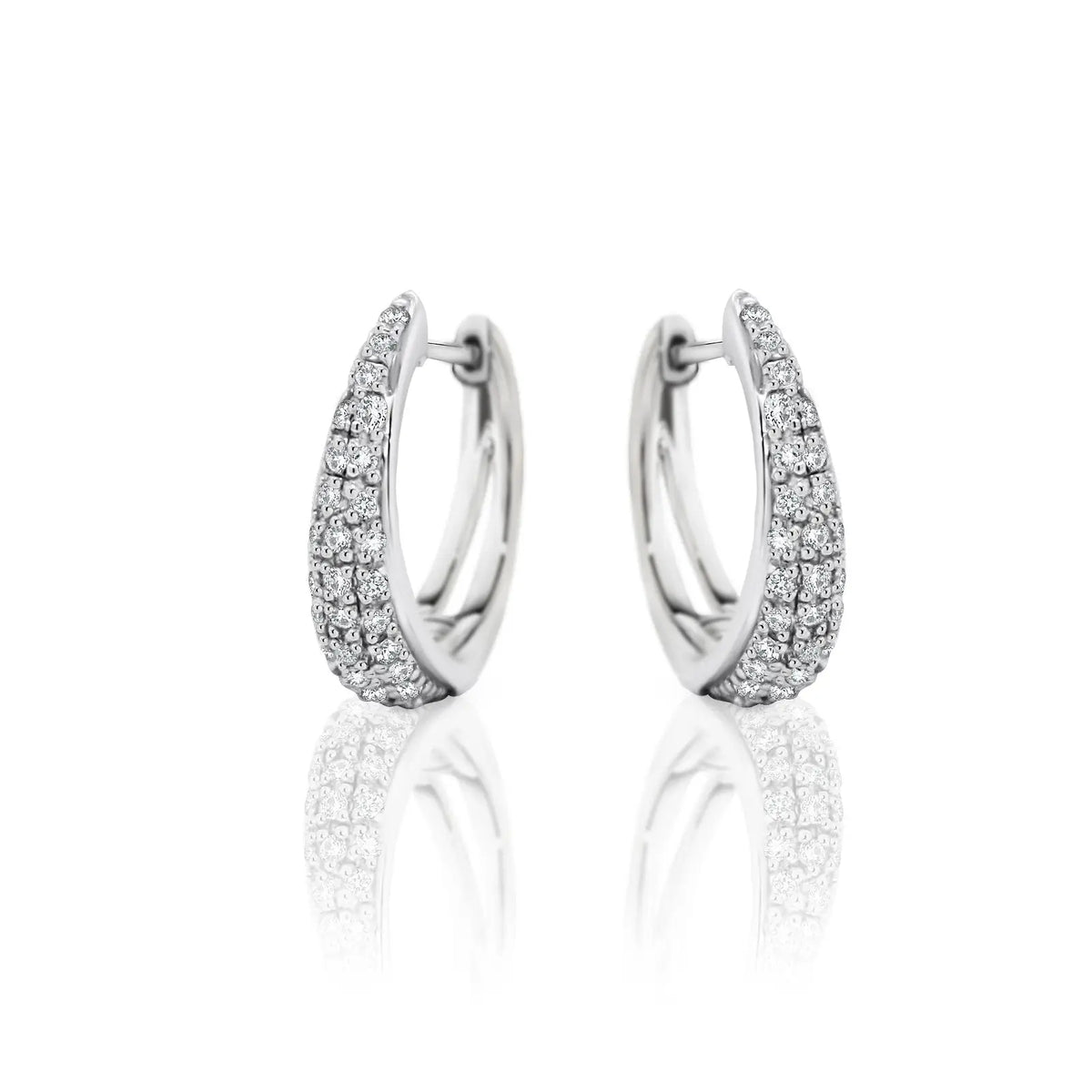 9ct White Gold Diamond Graduated Hoops