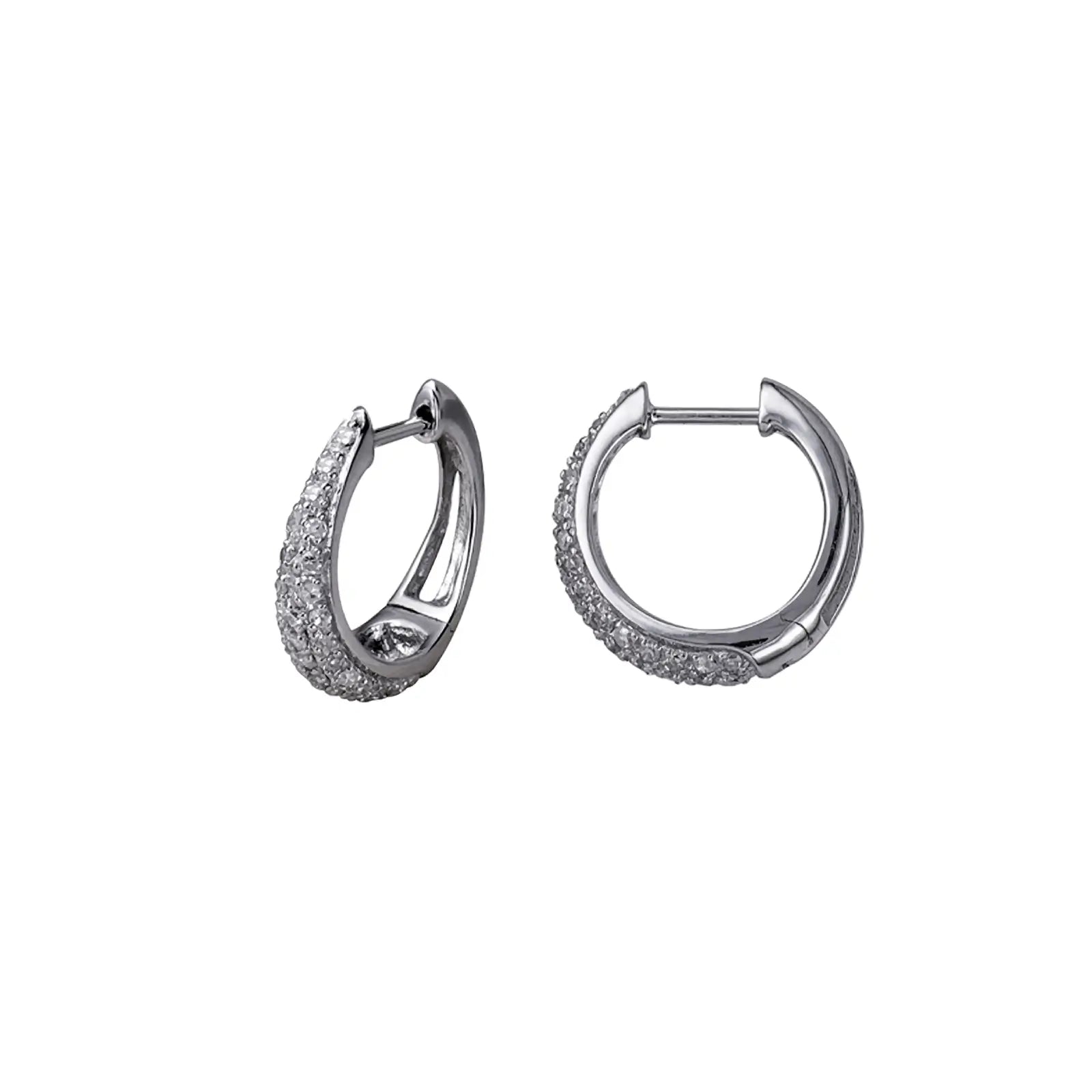 9ct White Gold Diamond Graduated Hoops