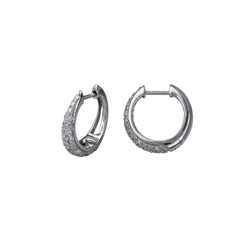 9ct White Gold Diamond Graduated Hoops - alternate view