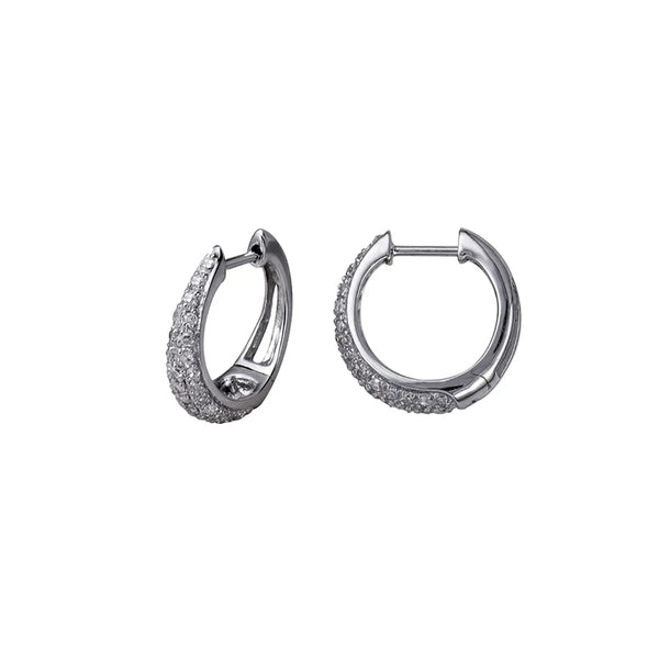 9ct White Gold Diamond Graduated Hoops - alternate view