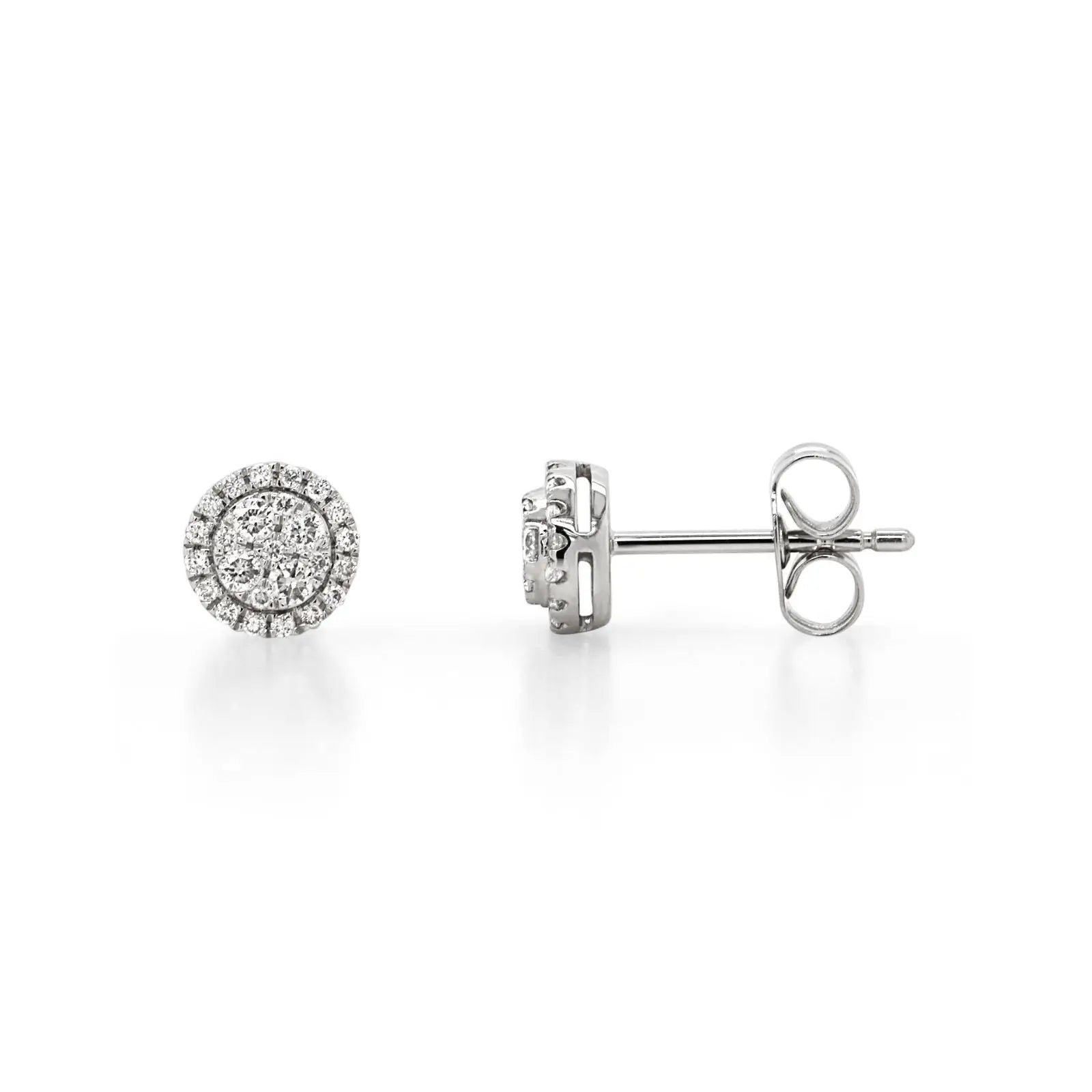 9ct White Gold Diamond Halo Stud Earrings