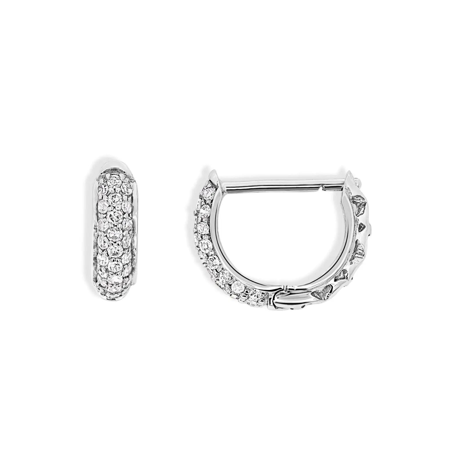 9ct White Gold Diamond Huggie Earrings