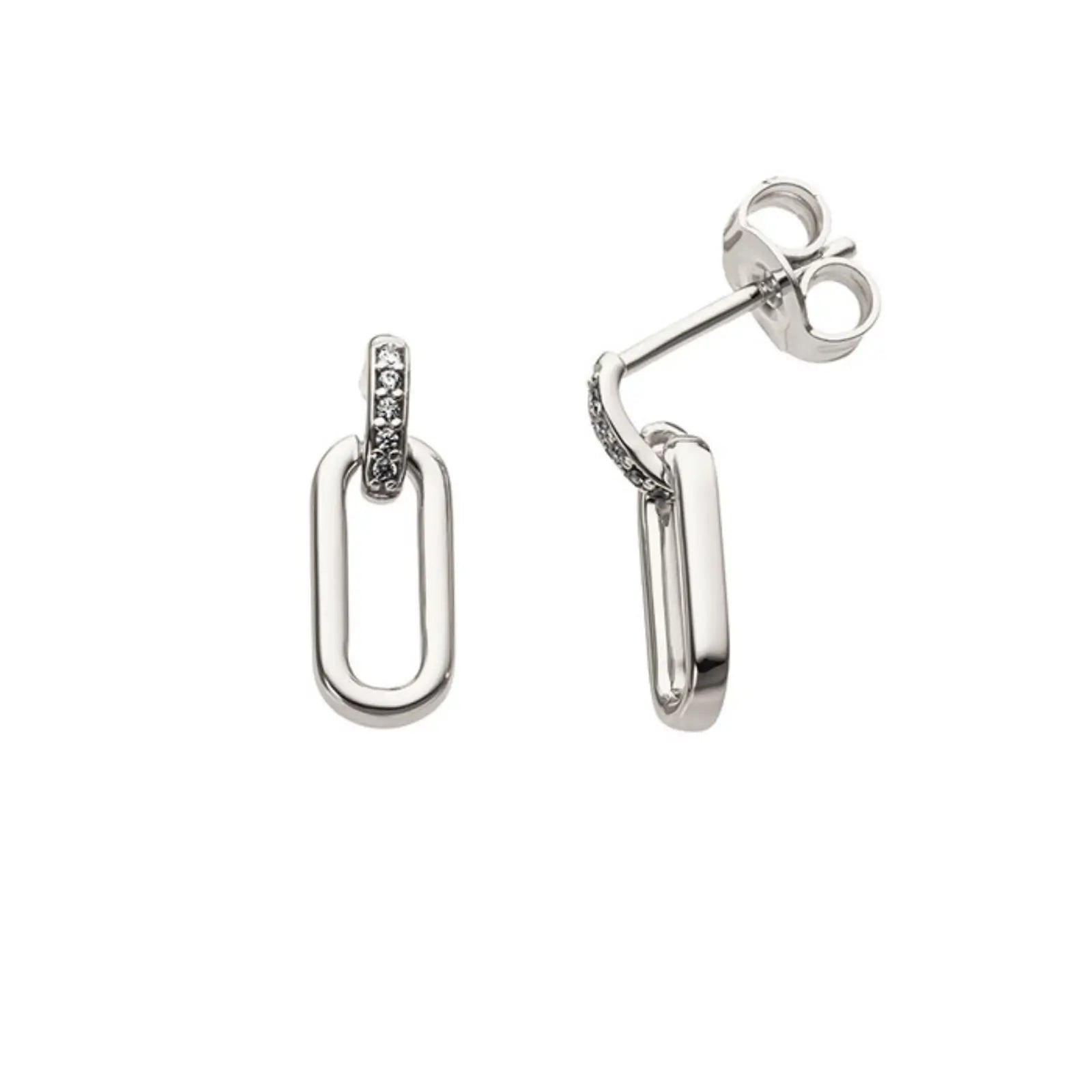 9ct White Gold Diamond Set Drop Earrings